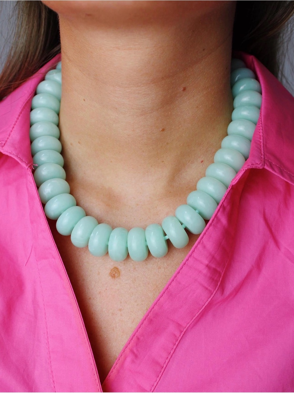Mint green dopamine Beaded Necklace